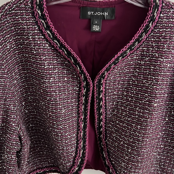 St. John sequin sparkle tweed cropped bolero jacket - Picture 3 of 8